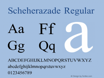 Scheherazade Regular Version 0.003 2005 Font Sample