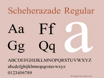 Scheherazade Regular Version 1.005 Font Sample