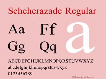 Scheherazade Regular Version 1.900 alpha (build 276/269) Font Sample