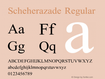 Scheherazade Regular Version 1.005 (build 117/117) Font Sample