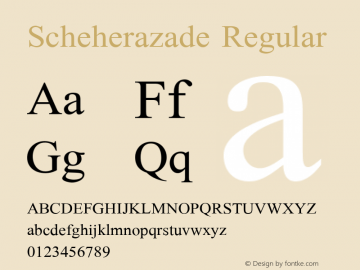 Scheherazade Regular Version 2.020 (build 602/603) Font Sample