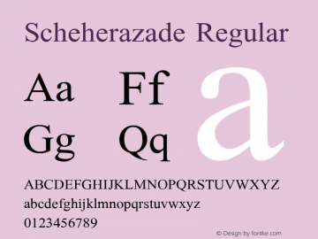 Scheherazade Regular Version 2.100 (build 932/914) Font Sample