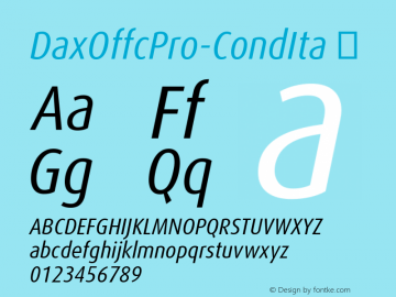 ☞Dax Offc Pro Cond Italic Version 7.504; 2009; Build 1021;com.myfonts.easy.fontfont.dax-office.offc-pro-condensed-regular-italic.wfkit2.version.45vQ图片样张