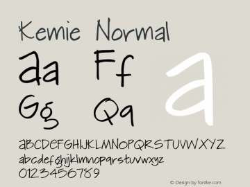 Kemie Normal 2.0, 2001 Font Sample