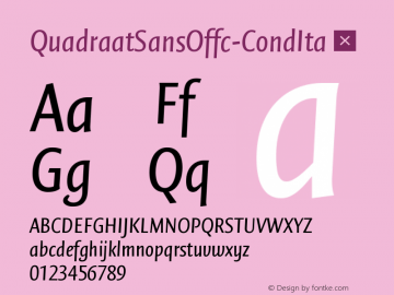 ☞Quadraat Sans Offc Cond Italic Version 7.504; 2011; Build 1021; ttfautohint (v1.5);com.myfonts.easy.fontfont.ff-quadraat-sans.offc-condensed-regular-italic.wfkit2.version.3Z81图片样张