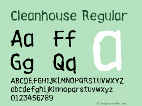 Cleanhouse Regular Version 001.000 Font Sample