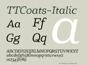 ☞TT Coats Italic Version 1.000; ttfautohint (v1.5);com.myfonts.easy.type-type.tt-coats.italic.wfkit2.version.4Aiu图片样张