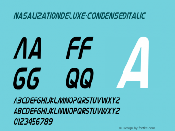 ☞NasalizationDeluxe-CondensedItalic Version 001.000 ; ttfautohint (v1.5);com.myfonts.easy.larabie.nasalization.deluxe-condensed-italic.wfkit2.version.Ku4图片样张