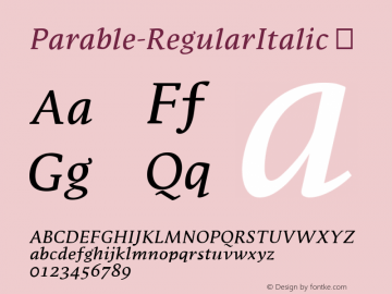 ☞Parable-RegularItalic Version 4.454 2002;com.myfonts.easy.fontfont.parable.regular-italic.wfkit2.version.37JD图片样张