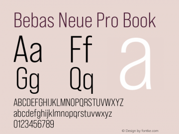 Bebas Neue Pro Book Version 1.100;PS 001.100;hotconv 1.0.88;makeotf.lib2.5.64775图片样张
