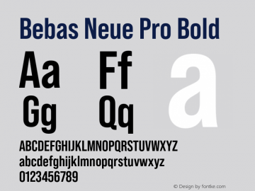 Bebas Neue Pro Bold Version 1.100;PS 001.100;hotconv 1.0.88;makeotf.lib2.5.64775图片样张