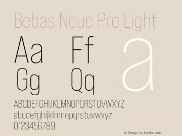 Bebas Neue Pro Light Version 1.100;PS 001.100;hotconv 1.0.88;makeotf.lib2.5.64775图片样张