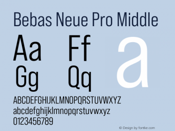 Bebas Neue Pro Middle Version 1.100;PS 001.100;hotconv 1.0.88;makeotf.lib2.5.64775图片样张