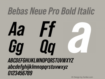 Bebas Neue Pro Bold Italic Version 1.100;PS 001.100;hotconv 1.0.88;makeotf.lib2.5.64775图片样张