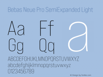 Bebas Neue Pro SemiExpanded Light Version 1.000;PS 001.000;hotconv 1.0.88;makeotf.lib2.5.64775图片样张