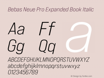 Bebas Neue Pro Expanded Book Italic Version 1.000;PS 001.000;hotconv 1.0.88;makeotf.lib2.5.64775图片样张