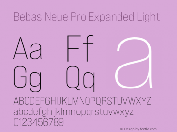 Bebas Neue Pro Expanded Light Version 1.000;PS 001.000;hotconv 1.0.88;makeotf.lib2.5.64775图片样张
