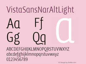 ☞VistaSansNarAltLight Version 001.000 2008;com.myfonts.easy.emigre.vista-sans-narrow.alt-light.wfkit2.version.32Xw图片样张