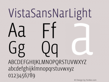 ☞VistaSansNarLight Version 001.000 2008;com.myfonts.easy.emigre.vista-sans-narrow.light.wfkit2.version.32Xn图片样张