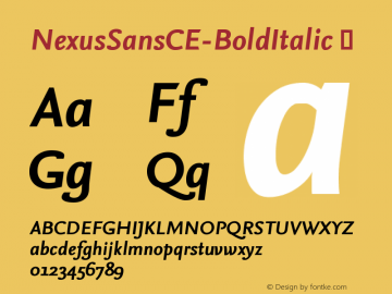 ☞NexusSansCE-BoldItalic Version 7.504; 2005; ttfautohint (v1.5);com.myfonts.easy.fontfont.nexus-sans.ce-bold-italic.wfkit2.version.39gQ图片样张