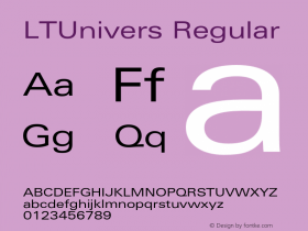 LTUnivers Regular Version 3.001;PS 003.000;hotconv 1.0.38 Font Sample