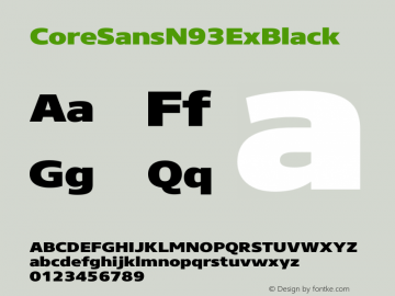 ☞Core Sans N 93 Ex Black Version 3.007;com.myfonts.s-core.core-sans-n.ex-black.wfkit2.3VHD图片样张