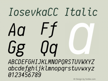 IosevkaCC Italic r0.1.7; ttfautohint (v1.3) Font Sample