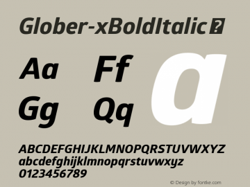 ☞Glober xBold Italic Version 1.000;com.myfonts.easy.font-fabric.glober.extra-bold-italic.wfkit2.version.4UzR图片样张