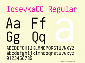 IosevkaCC Regular r0.1.8; ttfautohint (v1.3) Font Sample