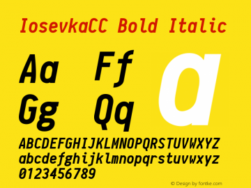 IosevkaCC Bold Italic r0.1.8; ttfautohint (v1.3) Font Sample
