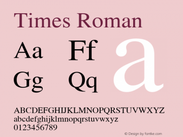 Times Roman Version 1.3 (Hewlett-Packard) Font Sample
