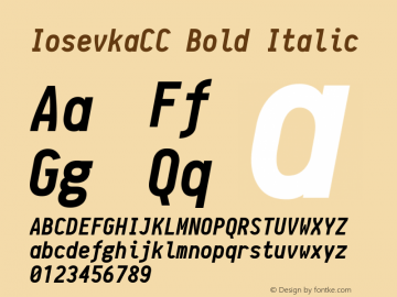 IosevkaCC Bold Italic r0.1.9; ttfautohint (v1.3) Font Sample