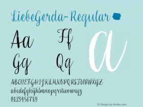 ☞LiebeGerda-Regular Version 1.000;PS 001.000;hotconv 1.0.88;makeotf.lib2.5.64775;com.myfonts.easy.liebe-fonts.liebegerda.regular.wfkit2.version.4Cr4图片样张