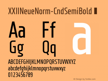 ☞XXII Neue Norm Cnd SemiBold Version 1.002;PS 001.002;hotconv 1.0.70;makeotf.lib2.5.58329; ttfautohint (v1.5);com.myfonts.easy.doubletwo.xxii-neue-norm.semi-bold.wfkit2.version.4T18图片样张