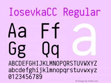 IosevkaCC Regular r0.1.9; ttfautohint (v1.3) Font Sample