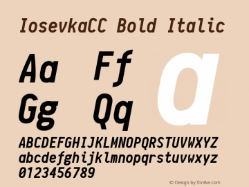 IosevkaCC Bold Italic r0.1.10; ttfautohint (v1.3) Font Sample