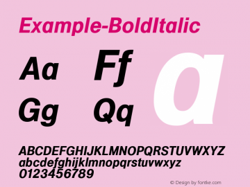 ☞Example Bold Italic Example (version 1.0)  by Keith Bates   •   © 2016   www.k-type.com; ttfautohint (v1.5);com.myfonts.easy.k-type.example.bold-italic.wfkit2.version.4HJ6图片样张