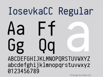 IosevkaCC Regular r0.1.12; ttfautohint (v1.3) Font Sample