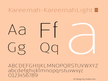 ☞Kareemah Kareemah Light Version 1.002;PS 001.002;hotconv 1.0.88;makeotf.lib2.5.64775;com.myfonts.easy.sea-types.kareemah.light.wfkit2.version.4Mco图片样张