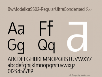 ☞Bw Modelica SS02 Regular Ultra Condensed Version 2.000; ttfautohint (v0.95) -d;com.myfonts.easy.branding-with-type.bw-modelica-ultra-condensed.ss02-regular-ultra-condensed.wfkit2.version.4FSF图片样张