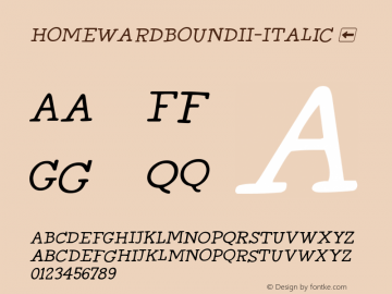 ☞Homeward Bound II Italic Version 1.000; ttfautohint (v1.5);com.myfonts.easy.hanoded.homeward-bound.ii-italic.wfkit2.version.4VTX图片样张