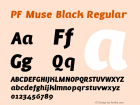 PF Muse Black Regular Version 1.000 2007 initial release Font Sample