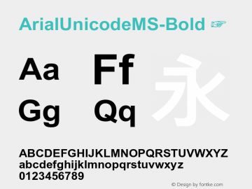 ☞Arial Unicode MS Bold Version 1.50;com.myfonts.easy.mti.arial-unicode.std-ms-bold.wfkit2.version.4YPV图片样张