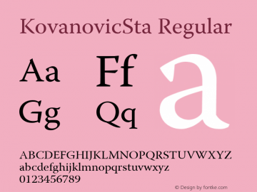 KovanovicSta Regular Version 1.00 2003 initial release Font Sample