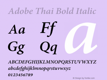 Adobe Thai Bold Italic Version 1.011 Font Sample