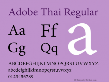 Adobe Thai Regular Version 1.012 Font Sample