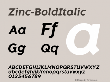 ☞Zinc Bold Italic Zinc Bold Italic (version 1.0);com.myfonts.easy.k-type.zinc.Bold Italic.wfkit2.version.4Zm6图片样张