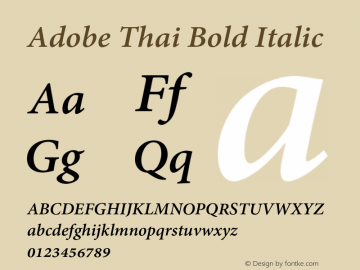 Adobe Thai Bold Italic Version 1.019 Font Sample