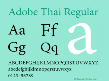 Adobe Thai Regular Version 1.041 Font Sample