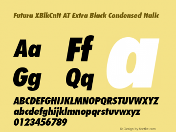 Futura XBlkCnIt AT Extra Black Condensed Italic exe s.r.o. Bratislava 1.0 Sun Sep 03 21:13:01 1995图片样张